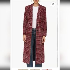 Avec Les Filles Women’s Single Breasted Tweed Maxi Coat Multicolored Sz S NWOT